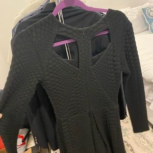 Black Alexis Long Sleeve Textured Dress